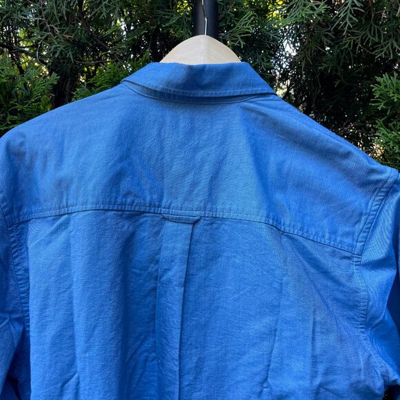 Simons Blue Button-Up with Brown Corduroy Pocket - Picture 6 of 6